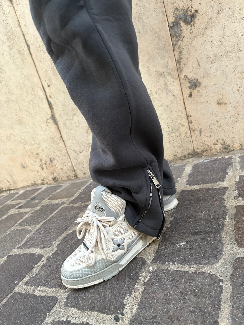 PANTALONE TUTA ZIP GRIGIO