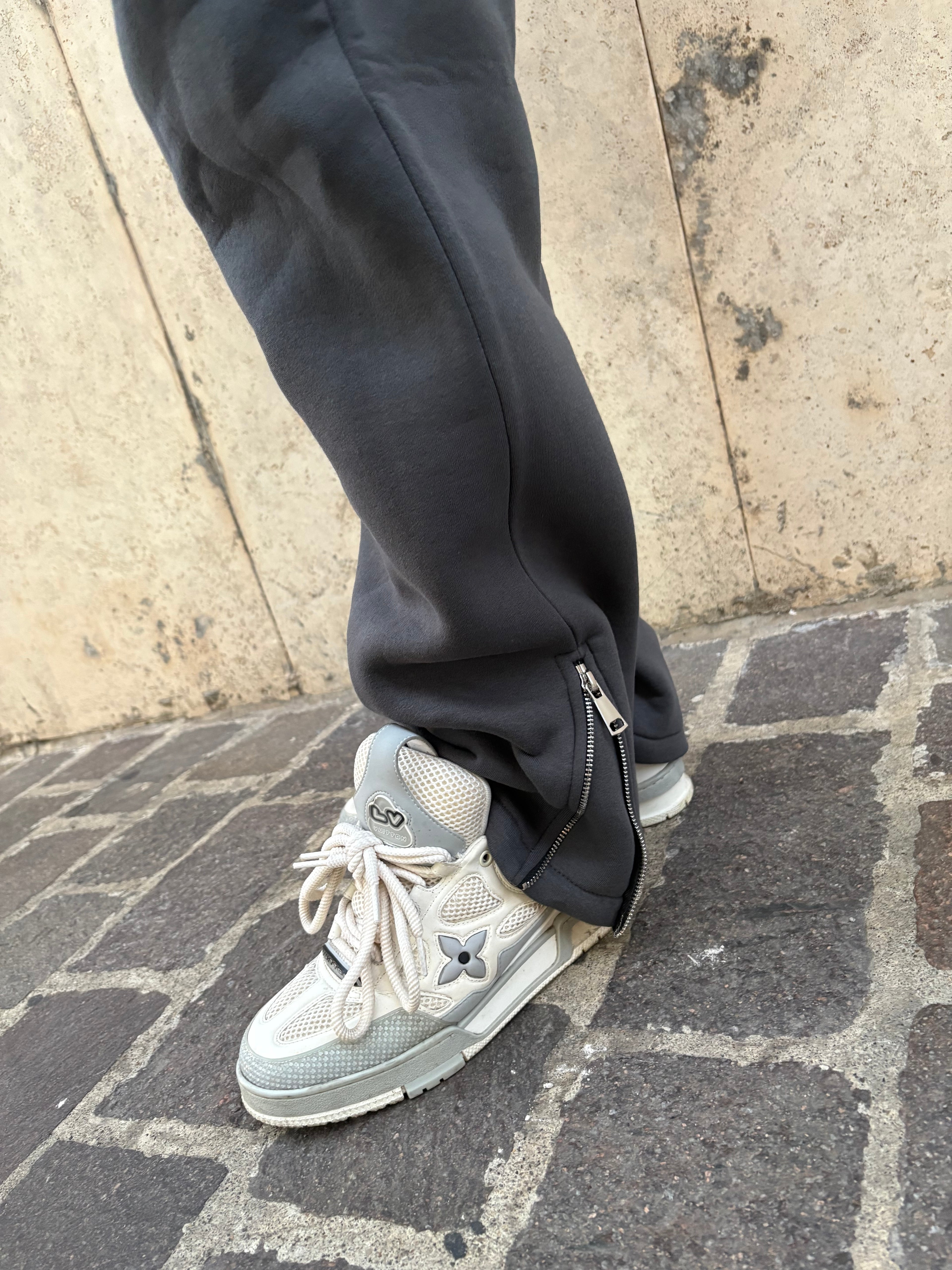 PANTALONE TUTA ZIP GRIGIO